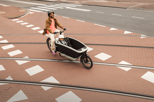 Man riding a cargo bike